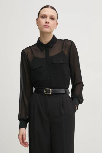 Košeľa Dkny dámska, čierna farba, regular, s klasickým golierom, P51MGJ39