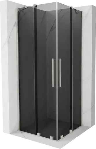 MEXEN/S - Velar Duo sprchovací kút, posuvné dvere 80 x 80, grafit, nikel kartáčovaný 871-080-080-42-97