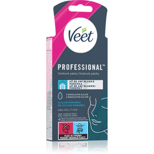 Veet Professional voskové depilačné pásiky na tvár pre citlivú pleť 20 ks