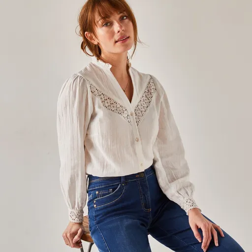 Košeľová blúzka s macramé