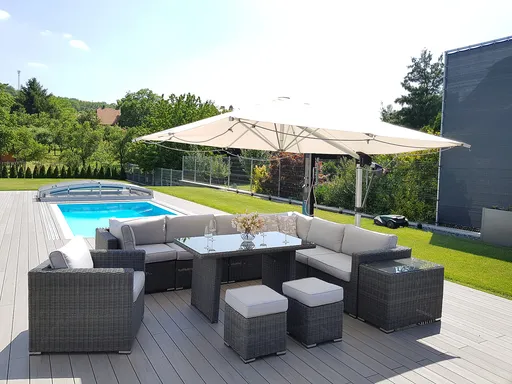 DEOKORK Ratanová variabilná zostava jedalenská SEVILLA pre 9 osob (antracit)