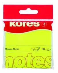 Bloček samolepiaci 75x75mm žltý neón 100 listov Kores