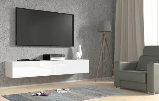 ARTBm Závesný TV stolík BINGO 180 cm | biela - biely lesk