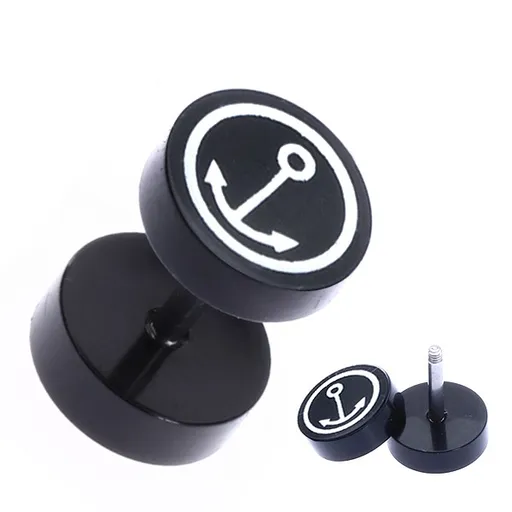 Falošný akrylový piercing do ucha - kotva v kruhu