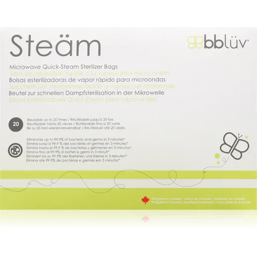 BBLÜV Steäm sterilizačné vrecúška do mikrovlnnej rúry 24 x 21 cm 6 ks