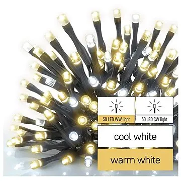 EMOS Standard LED spojovacia vianočná reťaz, 10 m, vonkajšia, teplá/studená biela (D1AN01)