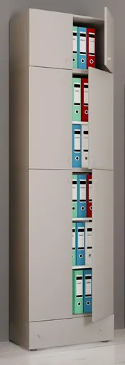 VCM Kancelářská skříň Lona XXL s otočnými dveřmi S nástavcem a zásuvkou, šedá