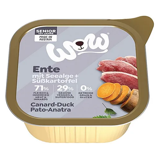 WOW Kačica s batátmi senior paštéta pre staršie a citlivé psy 150 g