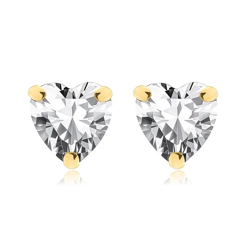 Zlaté náušnice 14K v tvare srdca s čírym zirkónom
