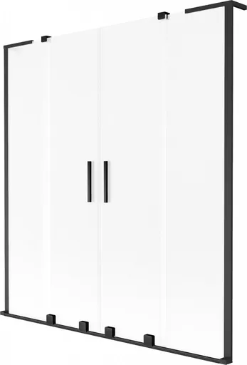 MEXEN/S - Velar L Duo dvojkrídlová posuvná vaňová zástena 150 x 150, dekor, čierna 896-150-003-32-70