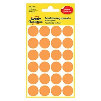 Avery Zweckform etikety 18mm, neón oranžová, 24 etiket, značkovacie, balené po 4 ks, 3173, pre ručný popis