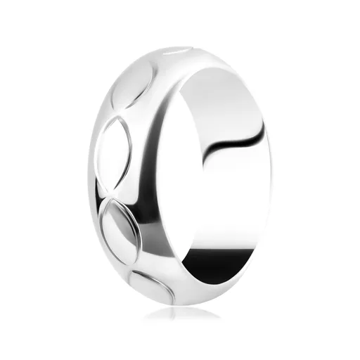 Prsteň zo striebra 925 - gravírovaný pás obrysov zrnka - Veľkosť: 53 mm