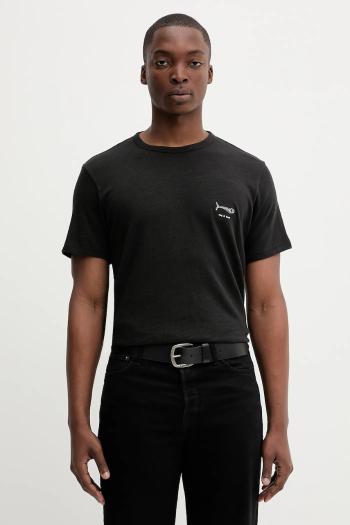 Bavlnené tričko Rag & Bone pánske, čierna farba, s nášivkou, RF3825FT2GM