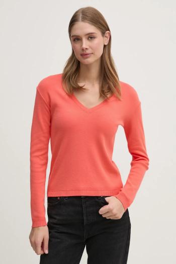 Bavlnený sveter United Colors of Benetton ružová farba, tenký, 1091D4625