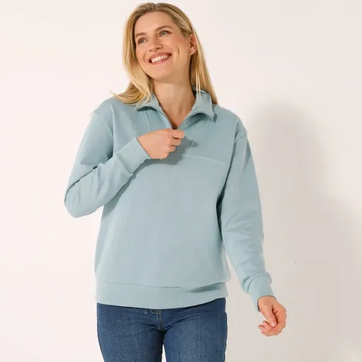 Mikina z česaného moltonu so stojačikom na zips