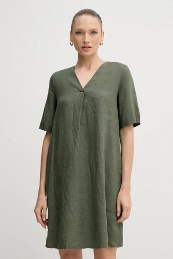 Ľanové šaty United Colors of Benetton zelená farba, mini, oversize, 4AGHDV0B0