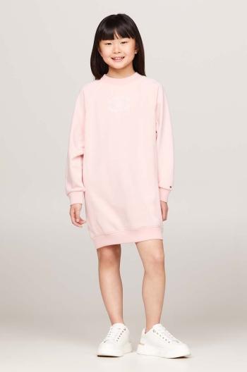 Dievčenské šaty Tommy Hilfiger ružová farba, mini, oversize, KG0KG08261