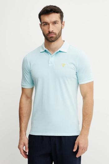 Bavlnené polo tričko Guess tyrkysová farba, jednofarebné, F5GP00 K9WF1