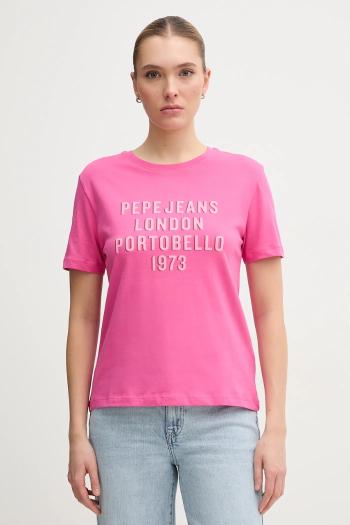 Bavlnené tričko Pepe Jeans RUBY dámske, ružová farba, PL506027