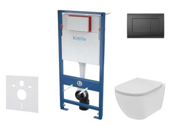 Kielle - Genesis Set predstenovej inštalácie, klozetu Tesi a dosky SoftClose, tlačidlo Gemini III, matná čierna SANI11AD5102
