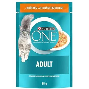 Purina ONE Adult mini filetky s kuraťom a zelenými fazuľkami v šťave 85 g (7613038255743)