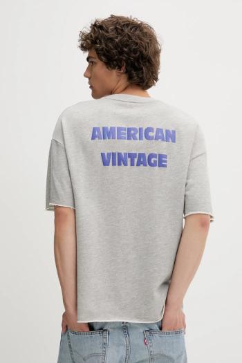 Tričko American Vintage pánske, šedá farba, s potlačou, MZOF02AE25