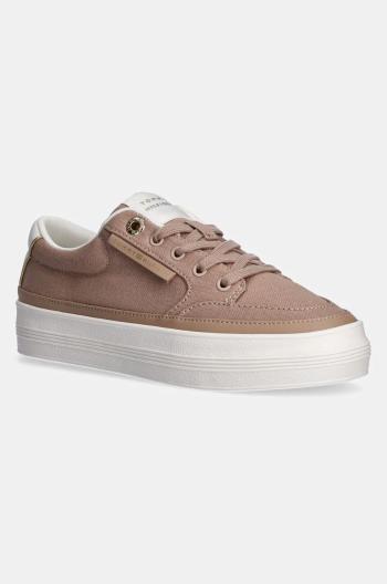 Tenisky Tommy Hilfiger ESSENTIAL VULC TEXTILE SNEAKER dámske, béžová farba, FW0FW08323
