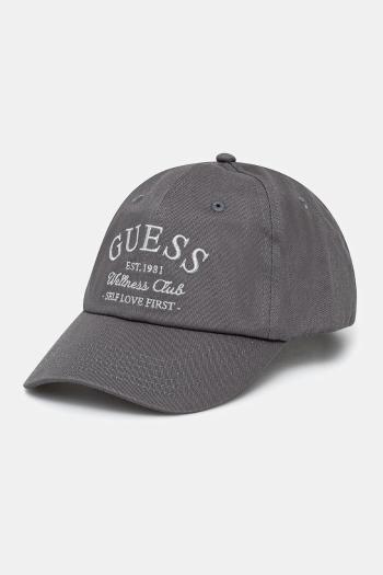 Bavlnená šiltovka Guess LUREX šedá farba, s nášivkou, V5RZ03 WFKN0