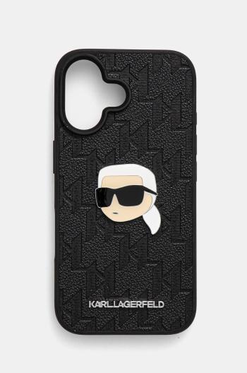 Puzdro na mobil Karl Lagerfeld iPhone 16 6.1 čierna farba, KLHCP16SPGKLKIPK