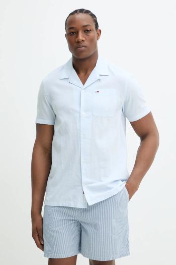 Košeľa s prímesou ľanu Tommy Jeans pánska, regular, s golierom button-down, DM0DM20895