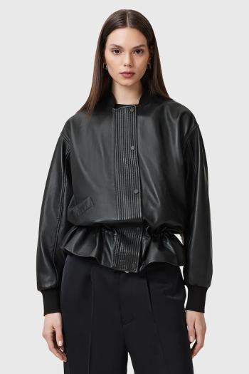 Kožená bunda AllSaints SOFI čierna farba, prechodná, W126LB
