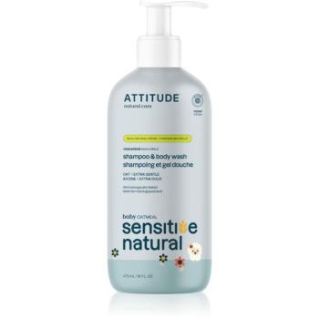 Attitude Sensitive Natural Baby Oatmeal šampón a umývací gél 2 v 1 pre citlivú pokožku pre deti 473 ml
