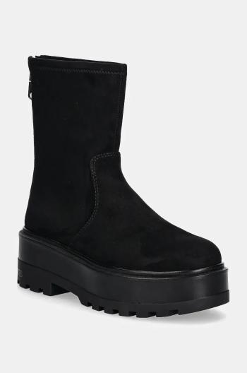 Členkové topánky Calvin Klein Jeans FLATFORM ZIP MG SS dámske, čierna farba, na platforme, YW0YW01602