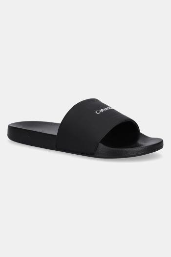Šľapky Calvin Klein POOL SLIDE W/ CK SQUARE čierna farba, HM0HM01754