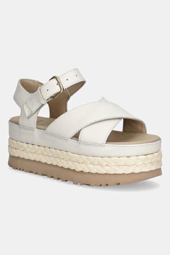 Kožené sandále UGG Aubrey Ankle Strap béžová farba, na platforme, 1169650-JSM