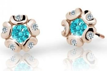 Cutie Jewellery Detské náušnice z ružového zlata C2178-30-X-4 svetlo zelená