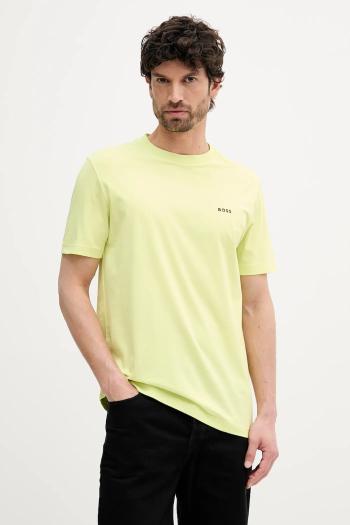 Tričko BOSS Green pánske, béžová farba, s potlačou, 50506373