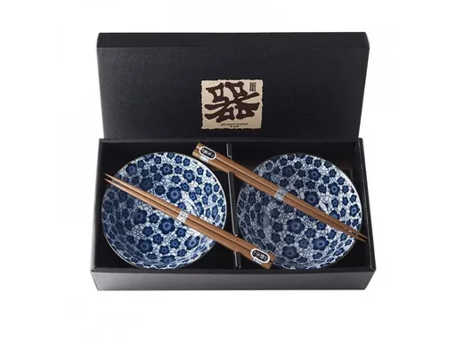 MIJ set misek Blue Plum Design s paličkami 500ml 2ks