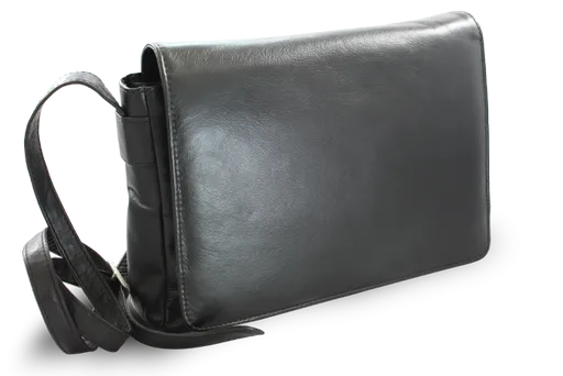 Čierna kožená klopnová kabelka 213-7320-60