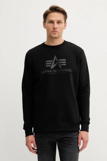 Mikina Alpha Industries čierna farba, s potlačou, 146311.515