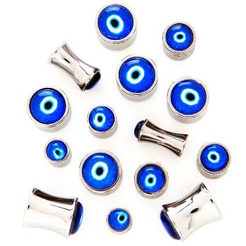 Sedlový plug z chirurgickej ocele - Diablovo oko - Hrúbka piercingu: 8 mm