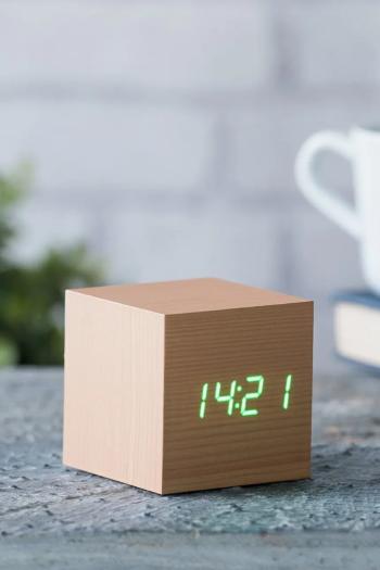 Stolové hodiny Gingko Design Cube Click Clock žltá farba