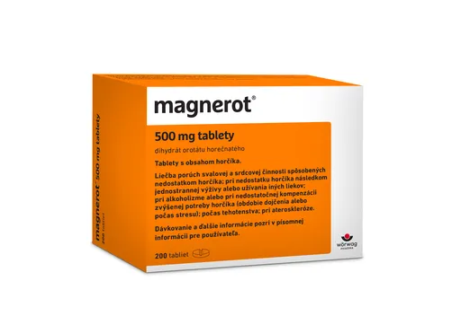 MAGNEROT - magnézium (horčík), 200 tabliet