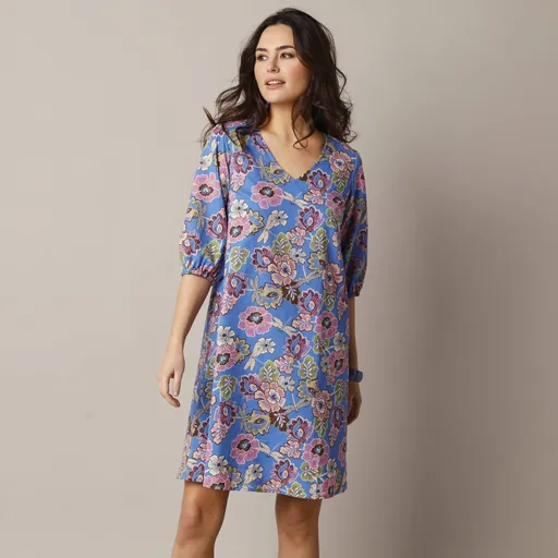 Rovné šaty s potlačou rastlín