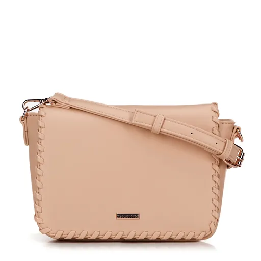 Dámska crossbody s olemovanou klopou béžová 100-4Y-235-9