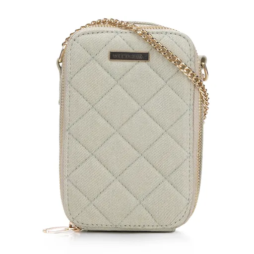 Dámska minikabelka z prešívanej rifloviny s retiazkou 95-2Y-703-8