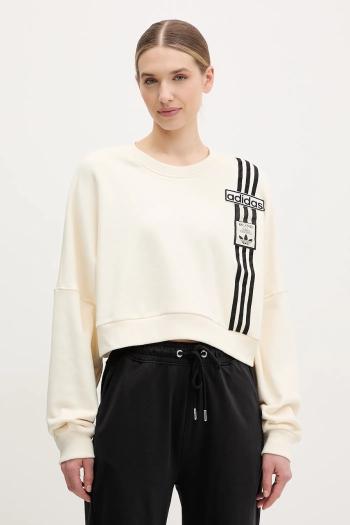 Bavlnená mikina adidas Originals Adibreak Cropped Sweatshirt dámska, béžová farba, s nášivkou, JD0084