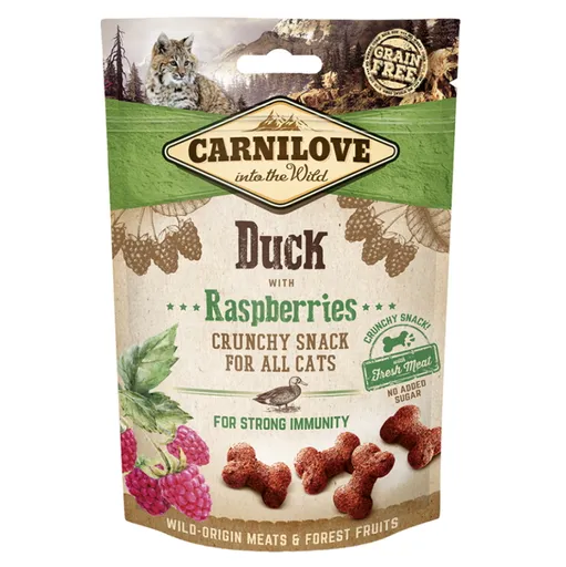 CARNILOVE Crunchy Snack pre mačky Duck&Raspberries 50 g