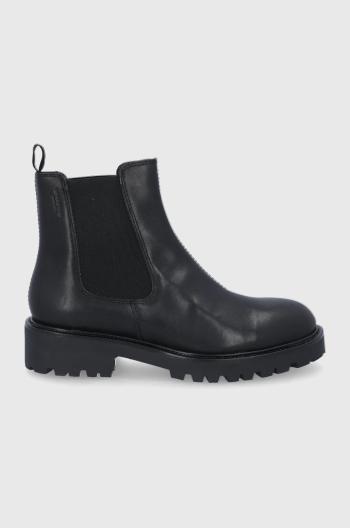 Kožené topánky Chelsea Vagabond Shoemakers dámske, čierna farba, na plochom podpätku