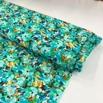 Viskóza RAYON POPLIN Oil painted flowers design B digital print